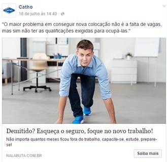 exemplo de anúncio de facebook ads para o projeto Na Labuta da Catho